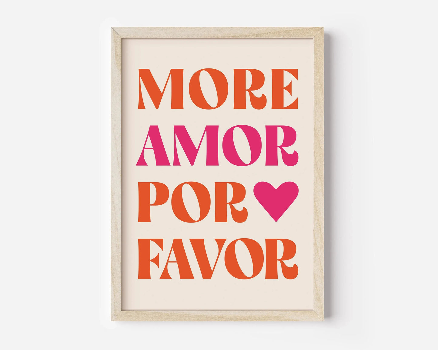 Más Amor Por Favor Love Quote Canvas Wall Art | Pink Blue