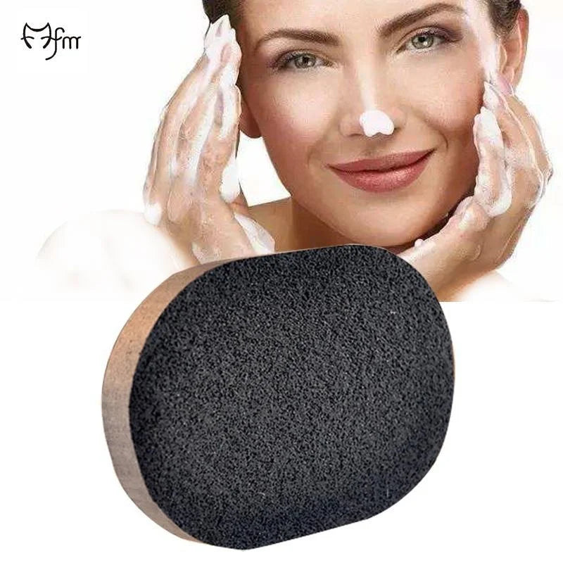 Soft Natural Black Bamboo Sponge Beauty Face Wash Cleaning Cosmetic