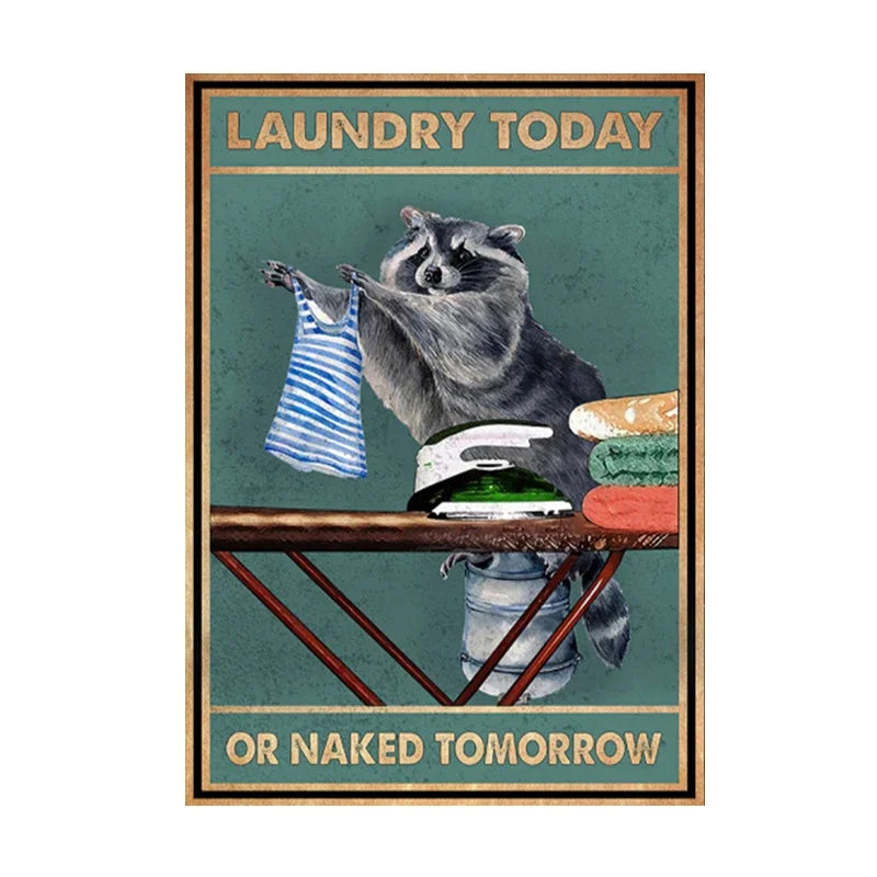 Funny Black Cat Coffee Canvas Wall Art | Retro Cat Poster