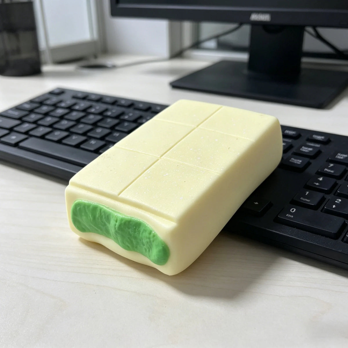 Squishy Simulated Butter Block Squeeze Toy Soft Stress Relief Slow Rising Sensory Fidget for Anxiety ADHD Autism Gifts for Kids Peaceful Pleasures Health and Wellness