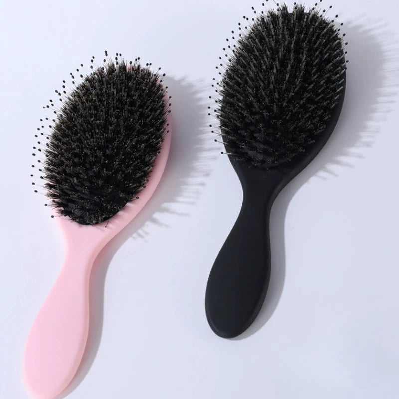 Matte Finish Boar Bristle Hair Brush Nylon Teeth Hair Extension Brush for Women Cushion Brush Hair Styling Smoothing Detangling Peaceful Pleasures Health and Wellness