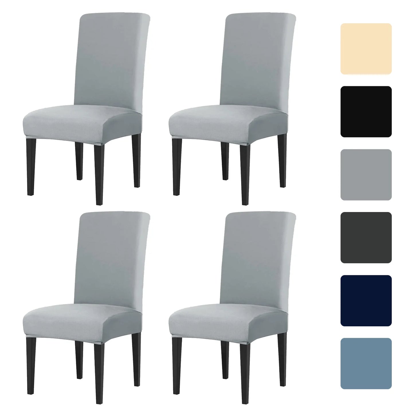Dining Room Chair Cover Set of 8/4 High Stretch Slipcover Removable NonSlip Seat Protector for Home Party Hotel Wedding Ceremony Peaceful Pleasures Health and Wellness gray 4pcs
