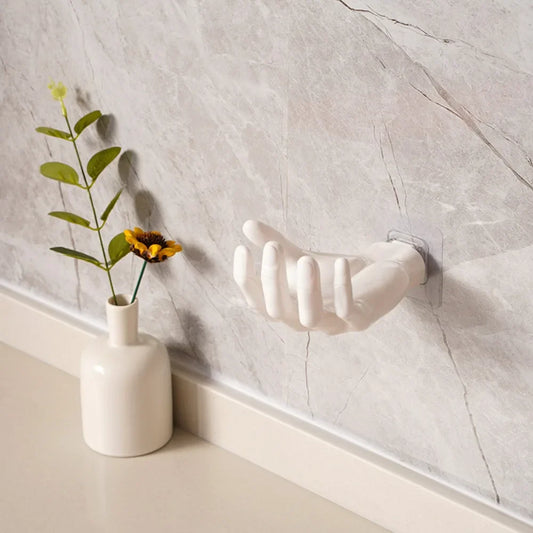 Hand Shape Wall Mounted Storage Rack – Bathroom & Office Hook Wall Storage Rack Oasis Select White