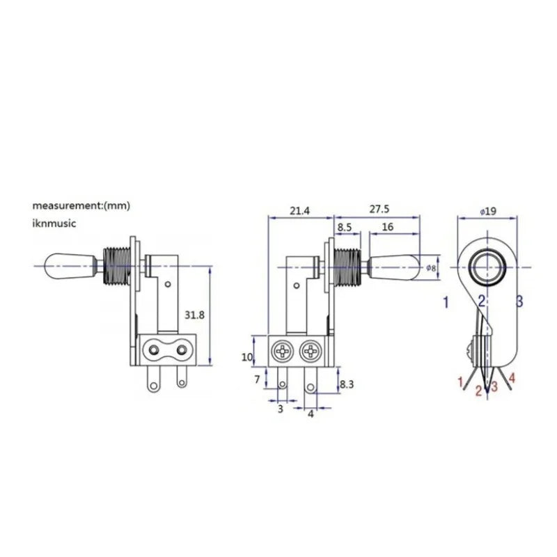 Electric Guitar Gear Switch Third Gearbox Toggle L-shaped Shaking