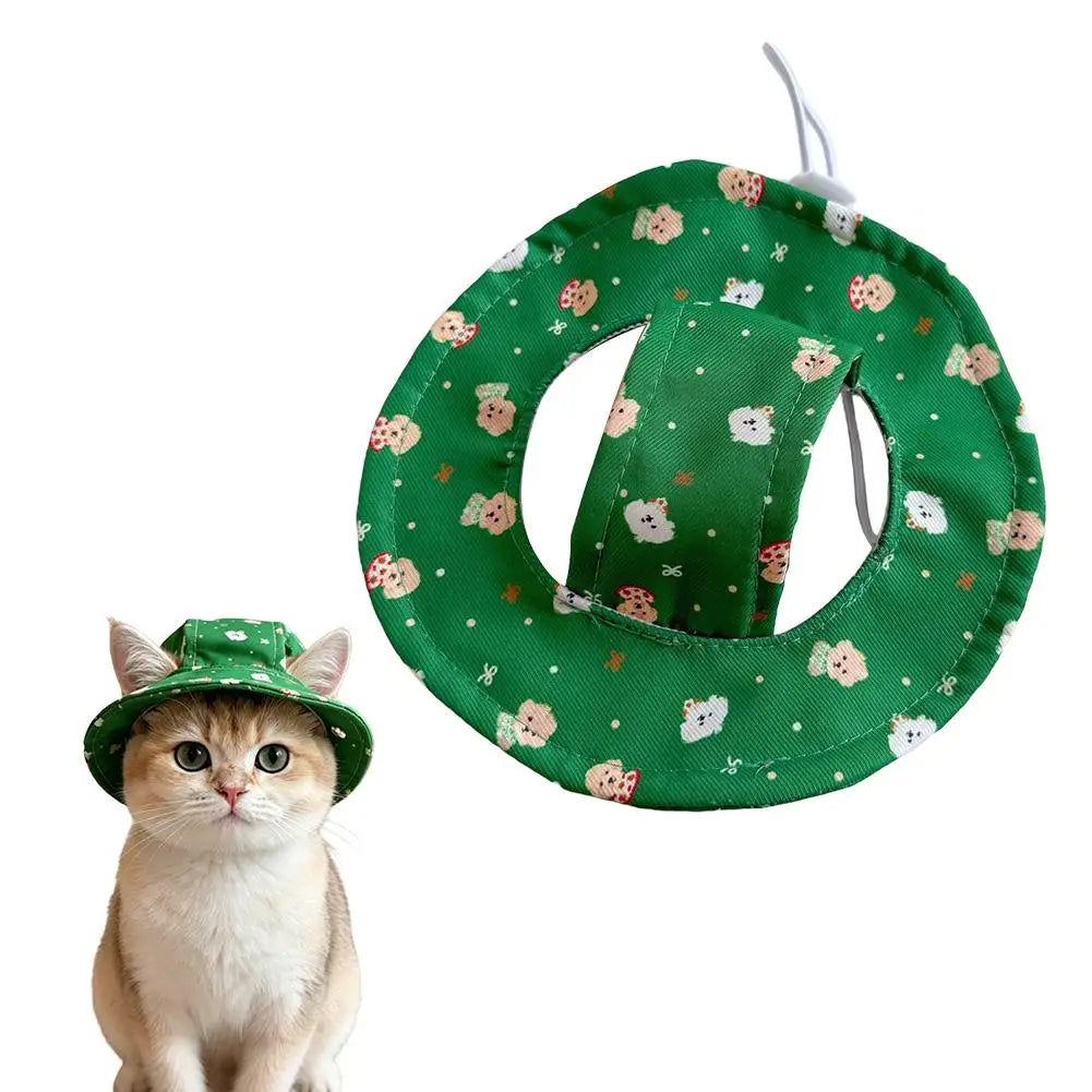 Cartoon UV Sun Hat for Small Cats & Dogs | Pet Bucket Hat