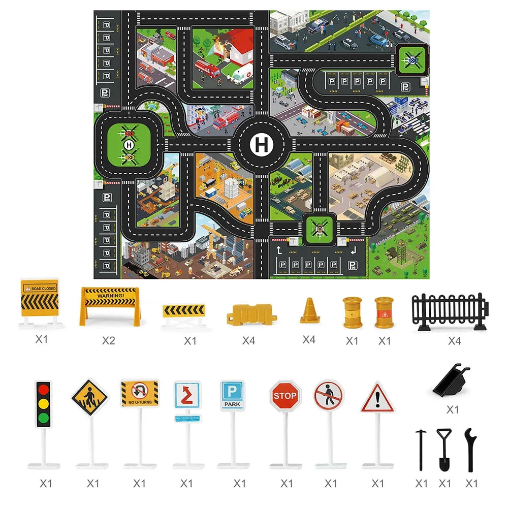 Large City Road Map DIY Scene Signs Car Parking Lot Game Children