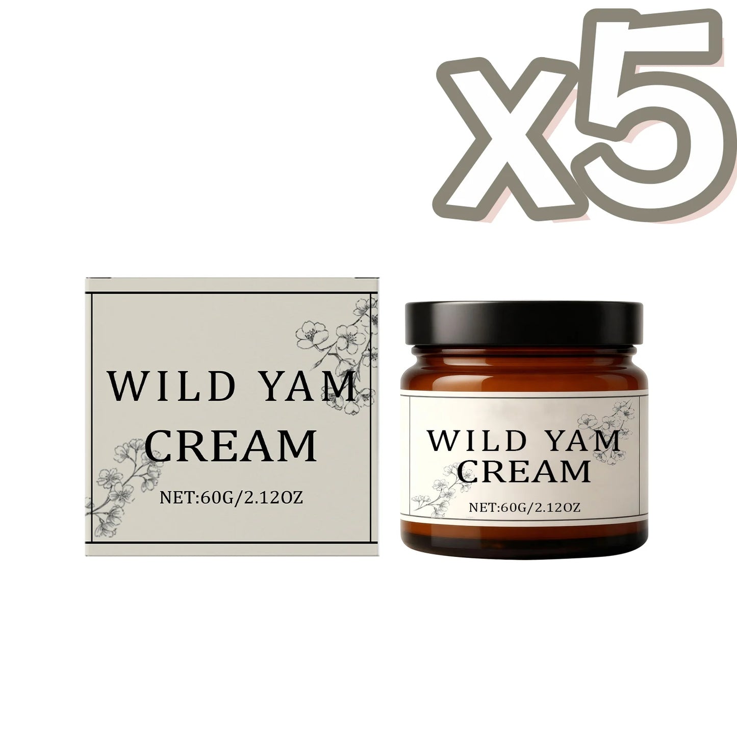 Wild Yam Cream Help Hormone Balance Soothing Menopause Stress Reduce Hot Flashes Women Body Balance Support Body Relief Creams Peaceful Pleasures Health and Wellness 60g Boxed x 5