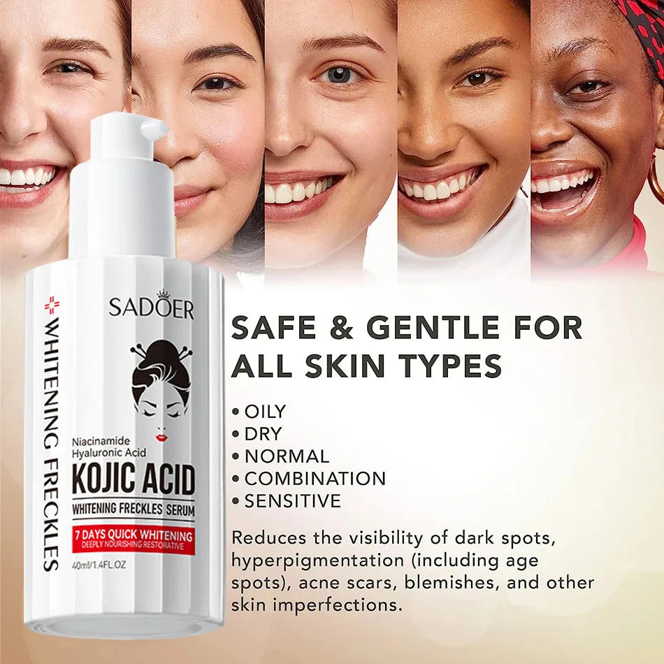 Kojic Acid Serum Strong Brightening Whitening Cream Spots Fine Lines Lighten Skin Tone Rejuvenating Antiage Korean Facial Peaceful Pleasures Health and Wellness