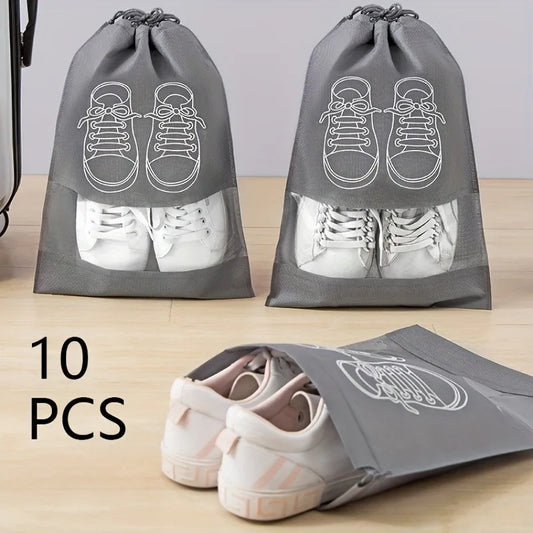 10-Pack Non-Woven Drawstring Shoe Bags – Dust-Proof Storage Shoe Storage Bags Oasis Select