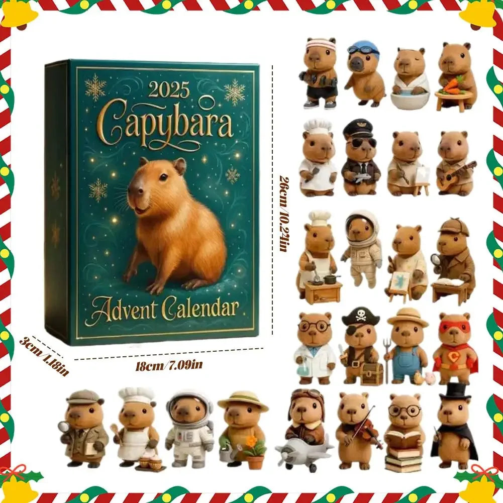 Capybara Advent Calendar Count Down to 2025 Christmas Calendar Capybara Tree Pendant 24 Days Acrylic Ornament Party Favor Peaceful Pleasures Health and Wellness