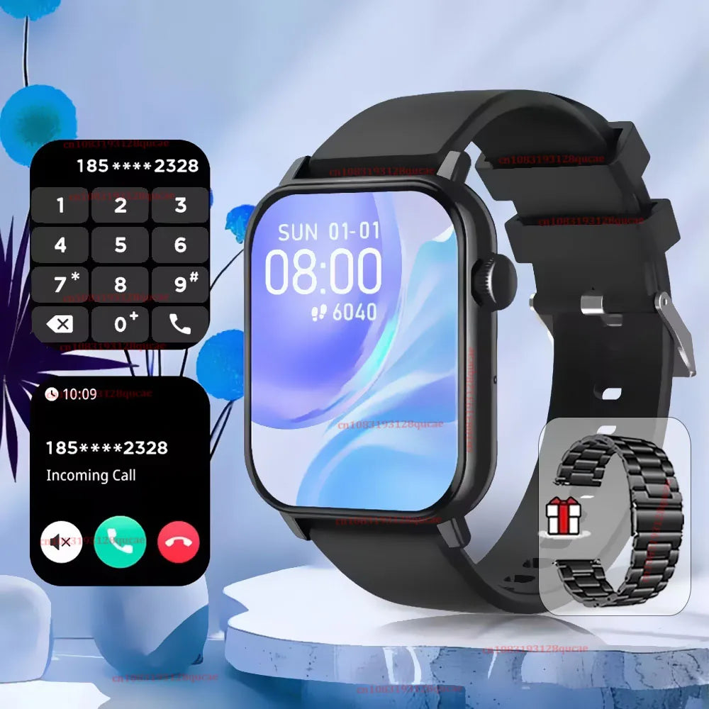 2026 New Smart Watch with Voice Calling Health Monitor IP68 Water Resistance Smart Notifications Voice Assistant Smartwatch Hw12 Peaceful Pleasures Health and Wellness Black Steel