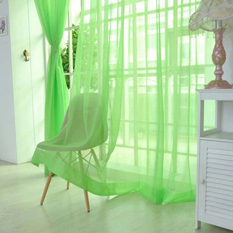 Transparent Window Gauze Solid Color Wedding Glass Gauze Household Products Light Luxury Style Easy To Install Curtains Peaceful Pleasures Health and Wellness Green