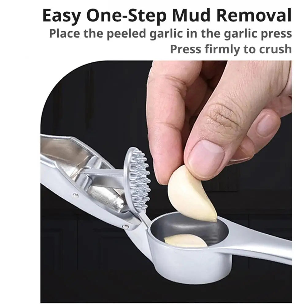Zinc Alloy Garlic Press – Manual Crusher & Squeezer Tool