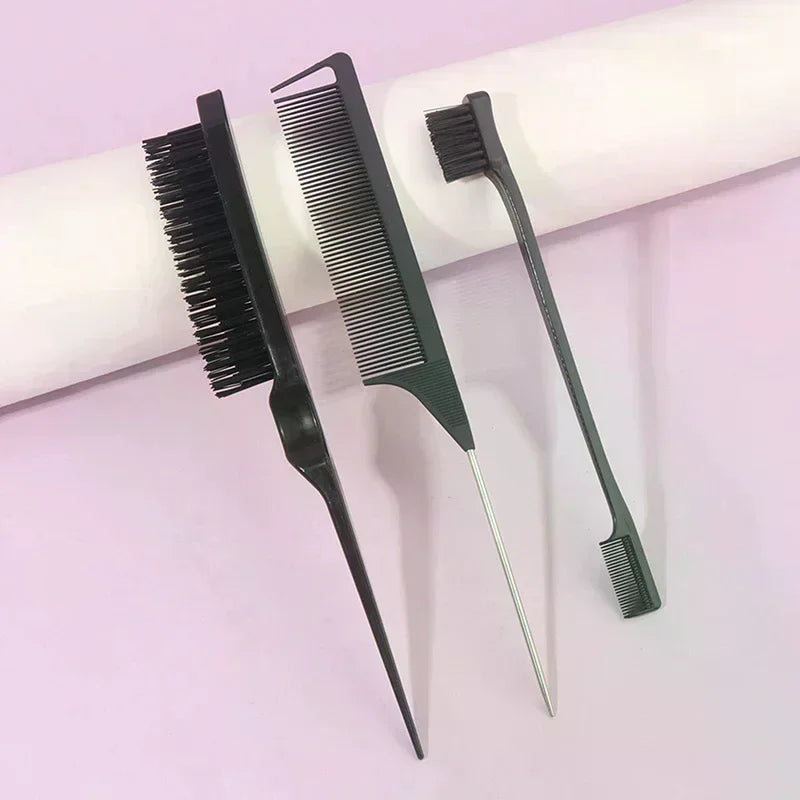 3-Piece Hair Styling Comb & Brush Set – Edge & Rat Tail Comb Hair Comb Brush Set Peaceful Pleasures Health and Wellness