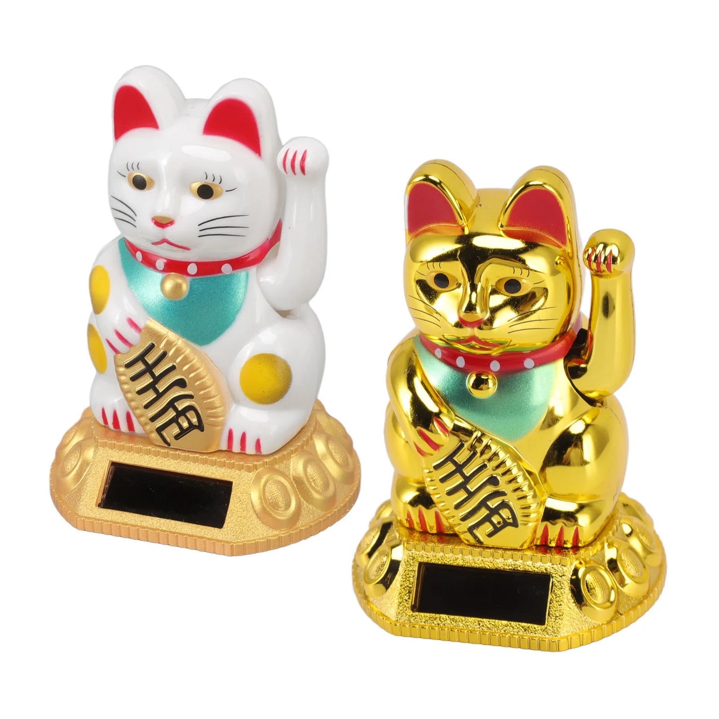 Chinese Lucky Cat Decoration Waving Arm Solar Light Induction Statue