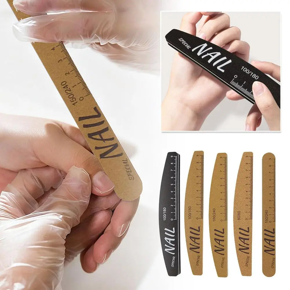 Dual-Sided Nail Files 100/150/180/240 Grit w/ Scale Guide