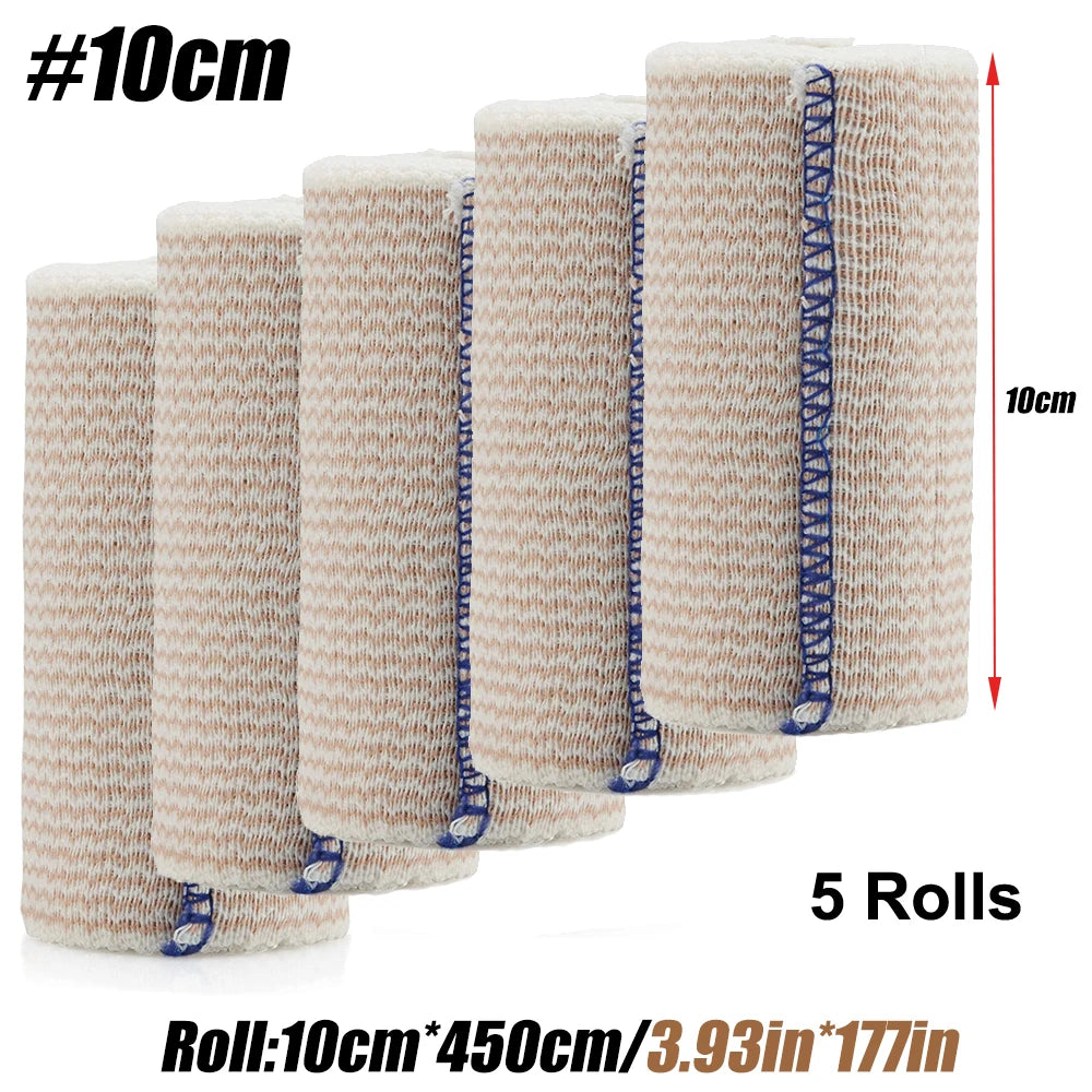 5-Roll Latex Free Elastic Compression Bandage Wrap – Self-Closure Compression Bandage Wrap Peaceful Pleasures Health and Wellness 10 X 450 cm (5Rolls)