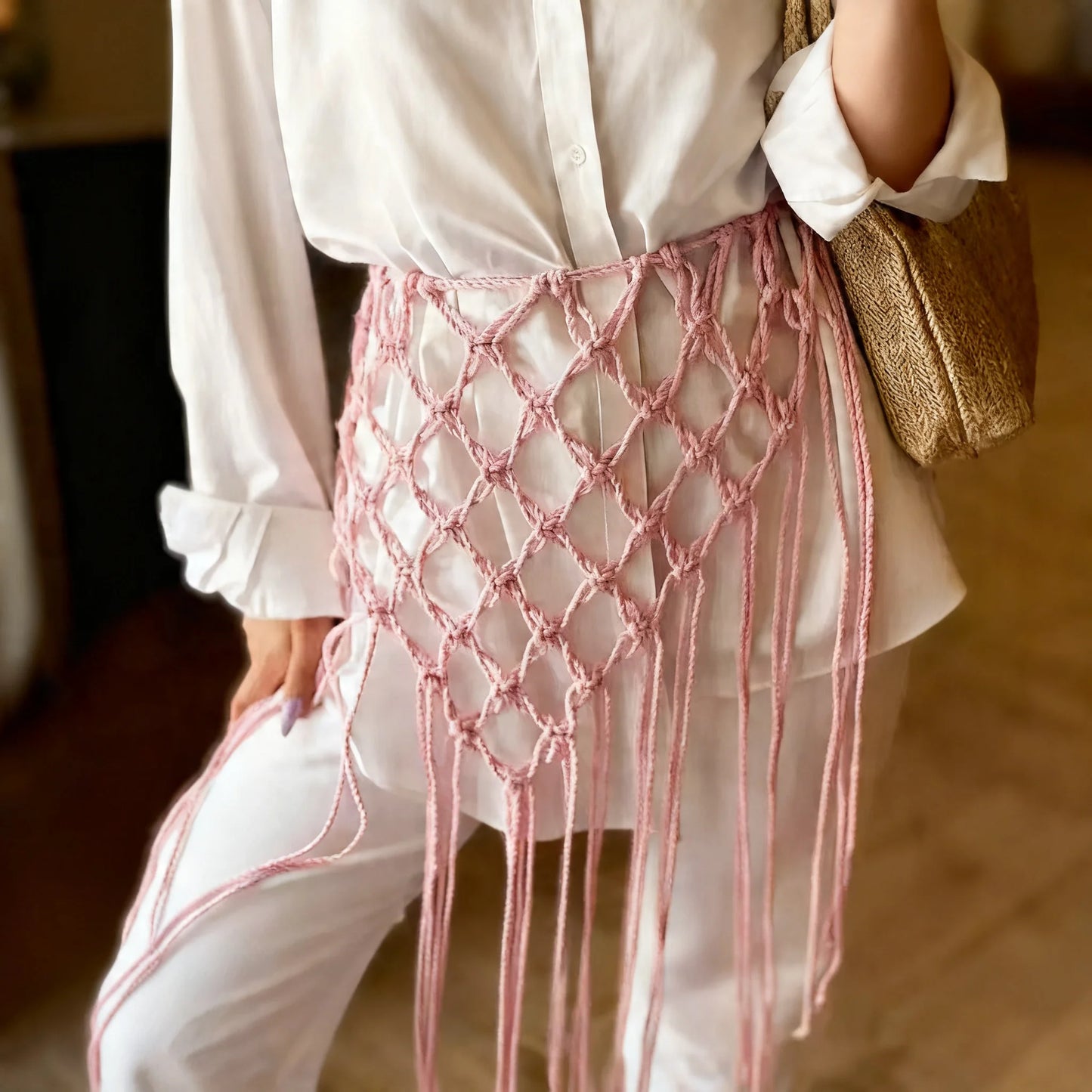Bohemian Tassel Waist Belt | Handwoven Macrame Fringe Waistband