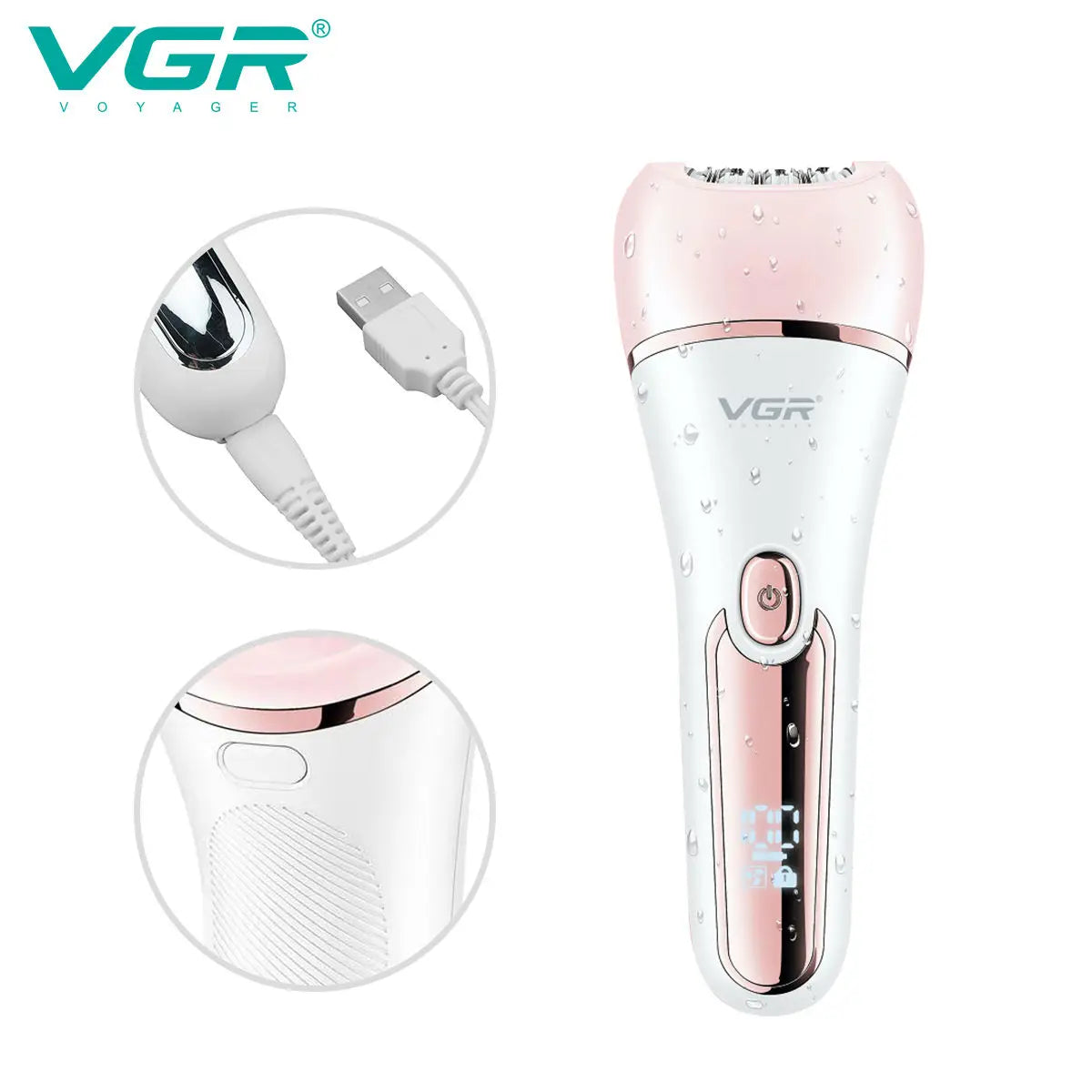 VGR 733 Epilator for Women Hair Remover Electric Epilator Leg Body Bikini Lady Shaver Facial Underarms Hair Removal Tool Peaceful Pleasures Health and Wellness