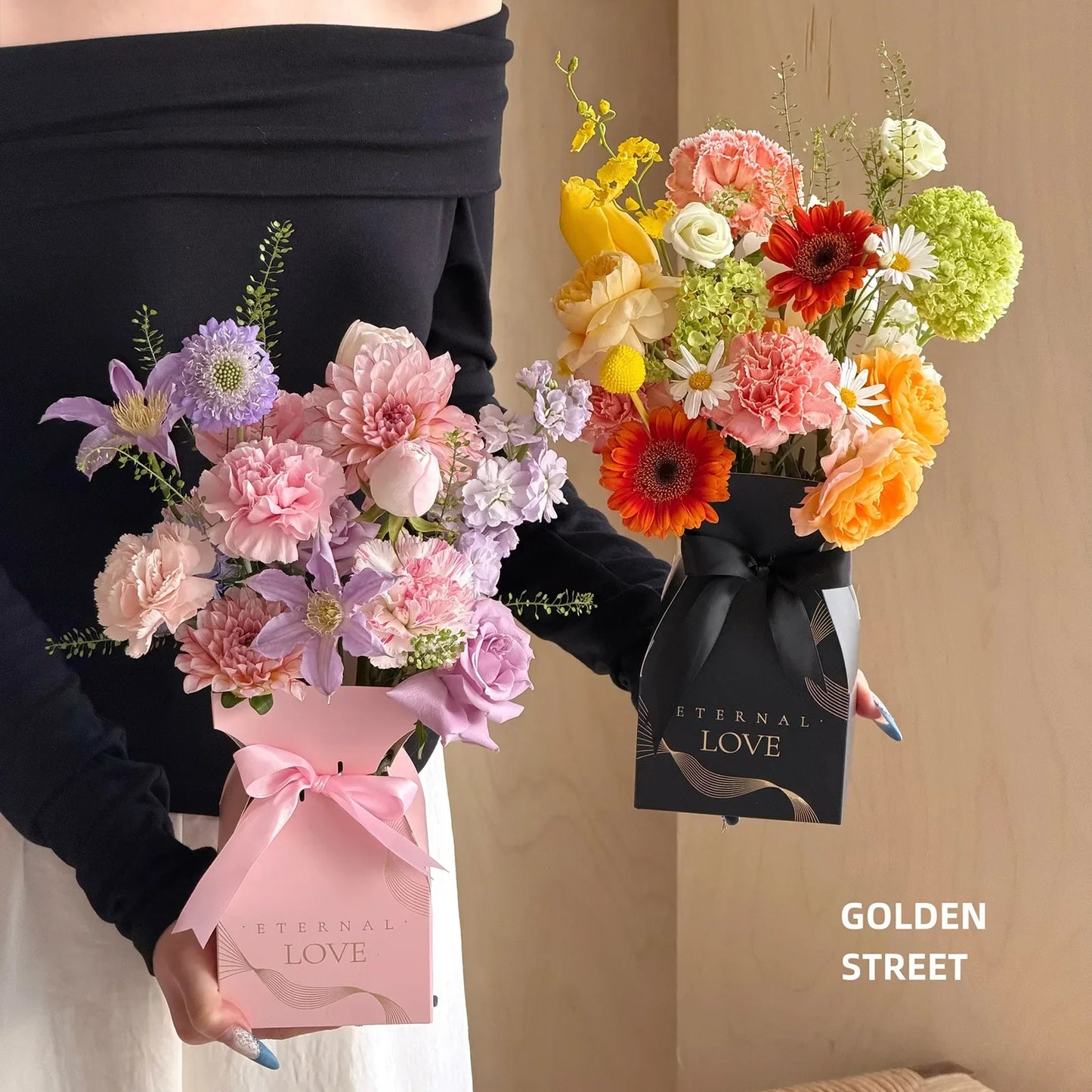 Flower Gift Box Bouquet Wrap with Handle – 10–40 Pack
