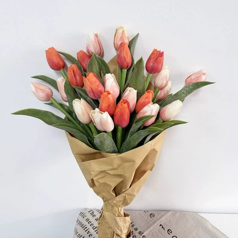 10-Pack Real Touch Artificial Tulips Faux Bouquet | Home & Wedding