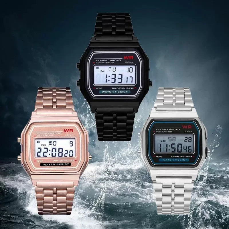 LED Digital Sports Watch Steel Strap | Men & Women