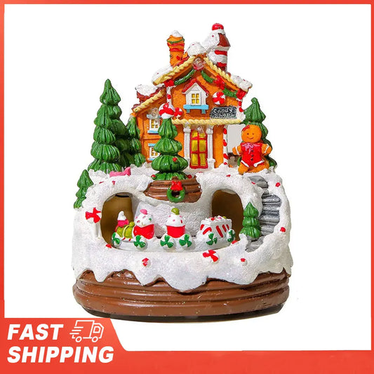YL-2347 Glowing Music Snow House Christmas Creative Ornaments Train Peaceful Pleasures Health and Wellness