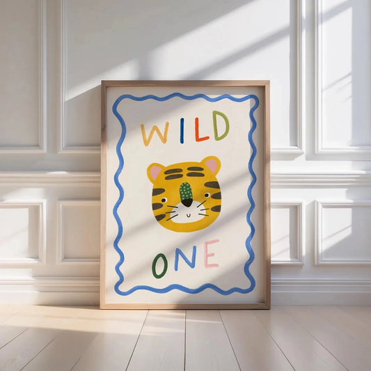 Cartoon Tiger Canvas Wall Art Print | Kids Room & Living Room Decor Canvas Wall Art Print Peaceful Pleasures Health and Wellness G5021 30x40cm Wood Framed