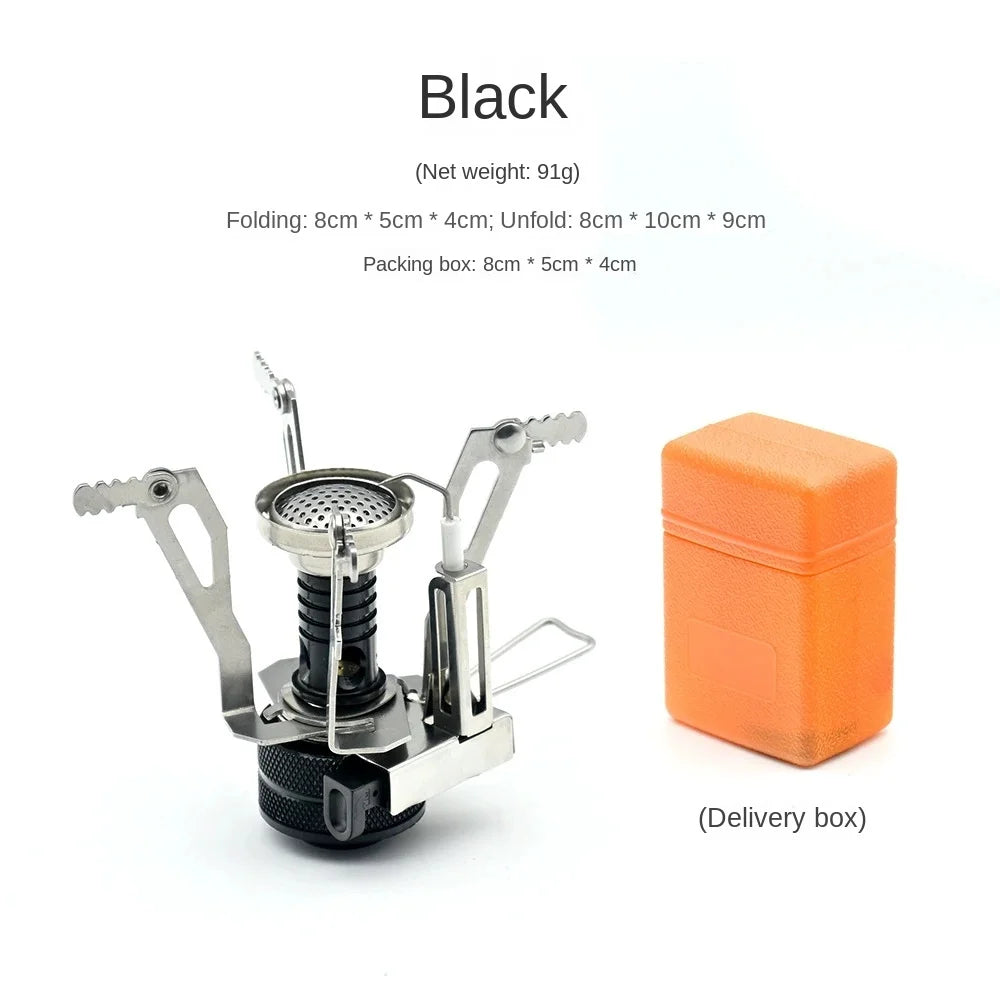 Portable Camping Stoves Backpacking Stove with Piezo Ignition Stable Support Wind-Resistance Camp Stove for Outdoor Cooking Peaceful Pleasures Health and Wellness black