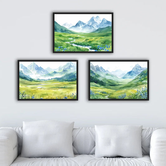 Nordic Mountain Valley Canvas Wall Art | Nature Landscape Print Canvas Wall Art Peaceful Pleasures Health and Wellness