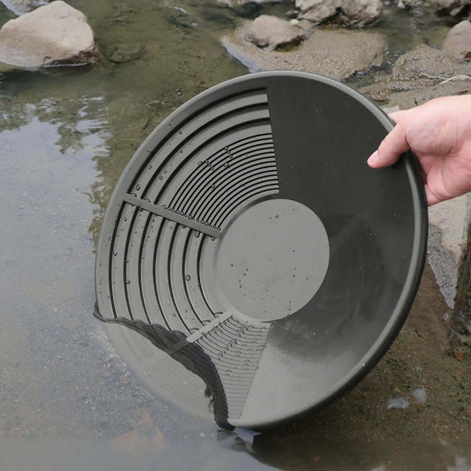 Hot Sale Plastic Gold Pan Basin Gold Mining Pan Ergonomic Gold Panning Tool Gold Pan Mining Tool Gold Panning Equipment Peaceful Pleasures Health and Wellness