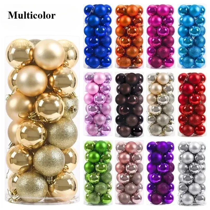 24Pcs 3/4/6CM Christmas Balls Big Ball Christmas Tree Pendant Ornaments for Party Decor 2025 New Year Navidad Gifts Accessory Peaceful Pleasures Health and Wellness