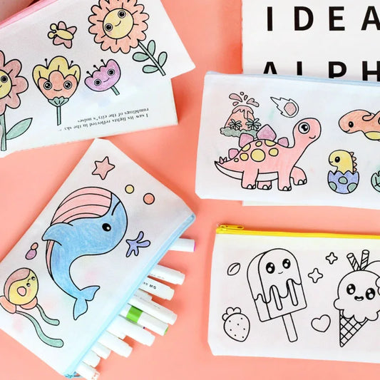 Non Woven Pen Bag DIY Coloring Stationery Kids Students Painting Toys Peaceful Pleasures Health and Wellness