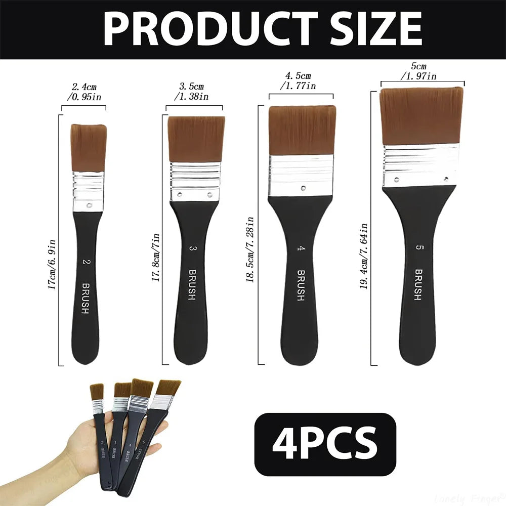 1/3/4 Pcs Paint Brush, Flat Bright Paint Brushes Craft Basecoating Paint Brushes with Wooden Handle for Acrylic, Oil, Watercolor Peaceful Pleasures Health and Wellness