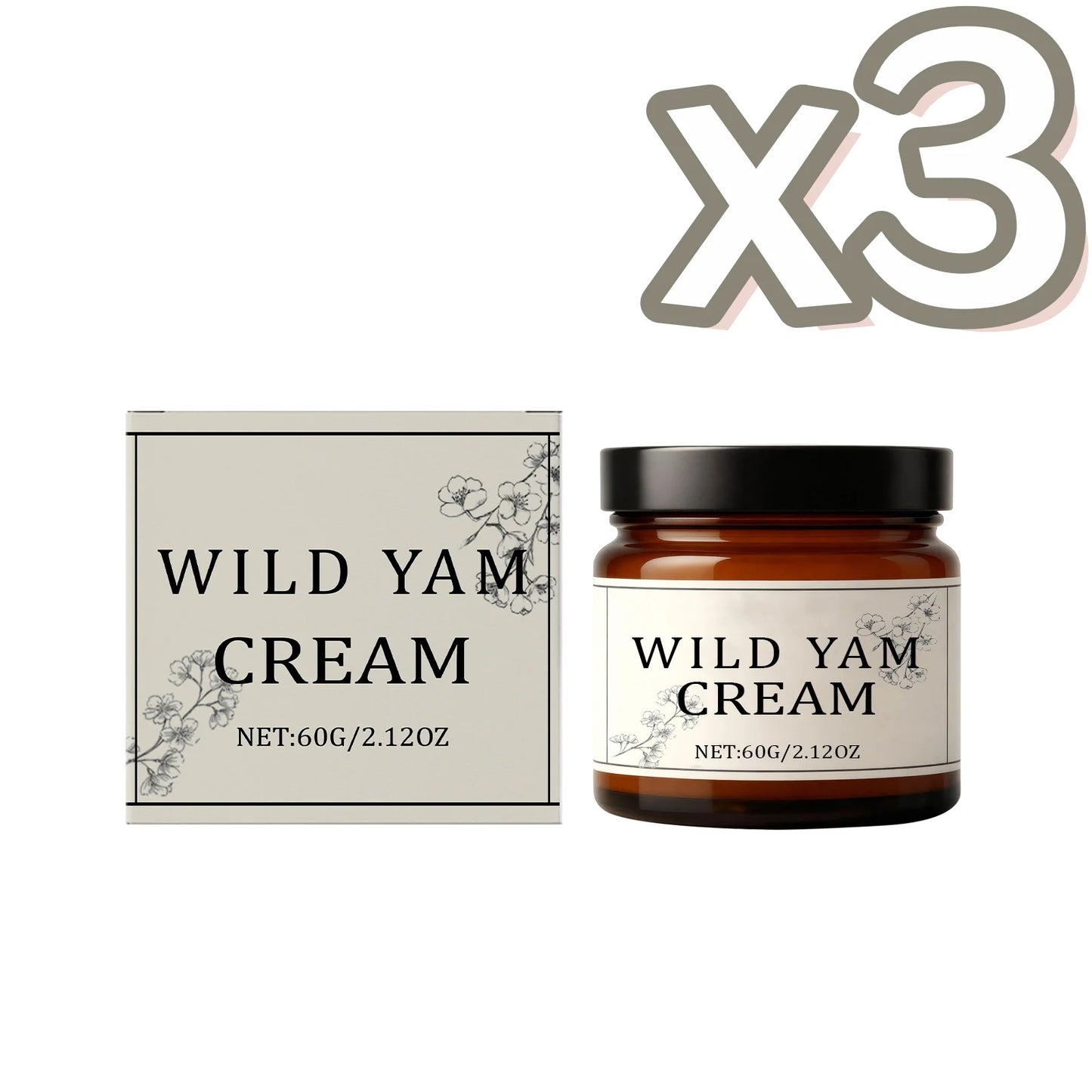 Wild Yam Cream Help Hormone Balance Soothing Menopause Stress Reduce Hot Flashes Women Body Balance Support Body Relief Creams Peaceful Pleasures Health and Wellness 60g Boxed x 3