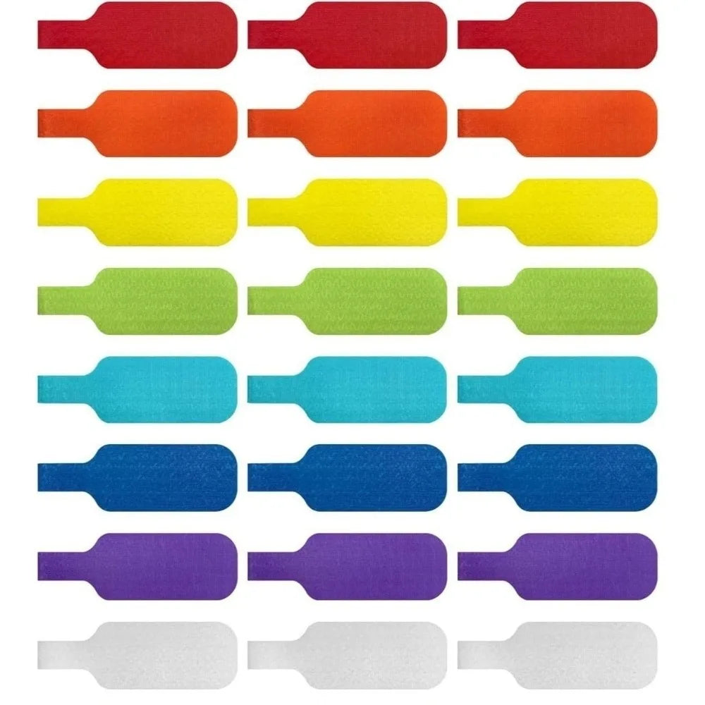 24pcs Waterproof Self Adhesive Cable Labels Reusable Rainbow Color Desktop Cable Organizer Durable Nylon Wire Cord Tags Peaceful Pleasures Health and Wellness 24pcs