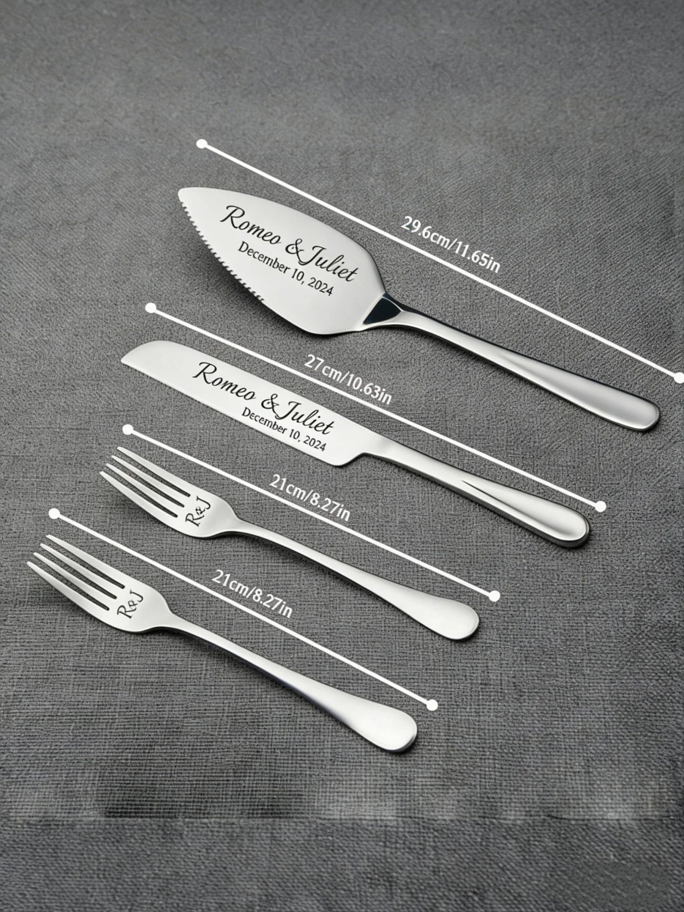 Personalized Engraved Stainless Steel Cake Serving Set | Wedding Gift