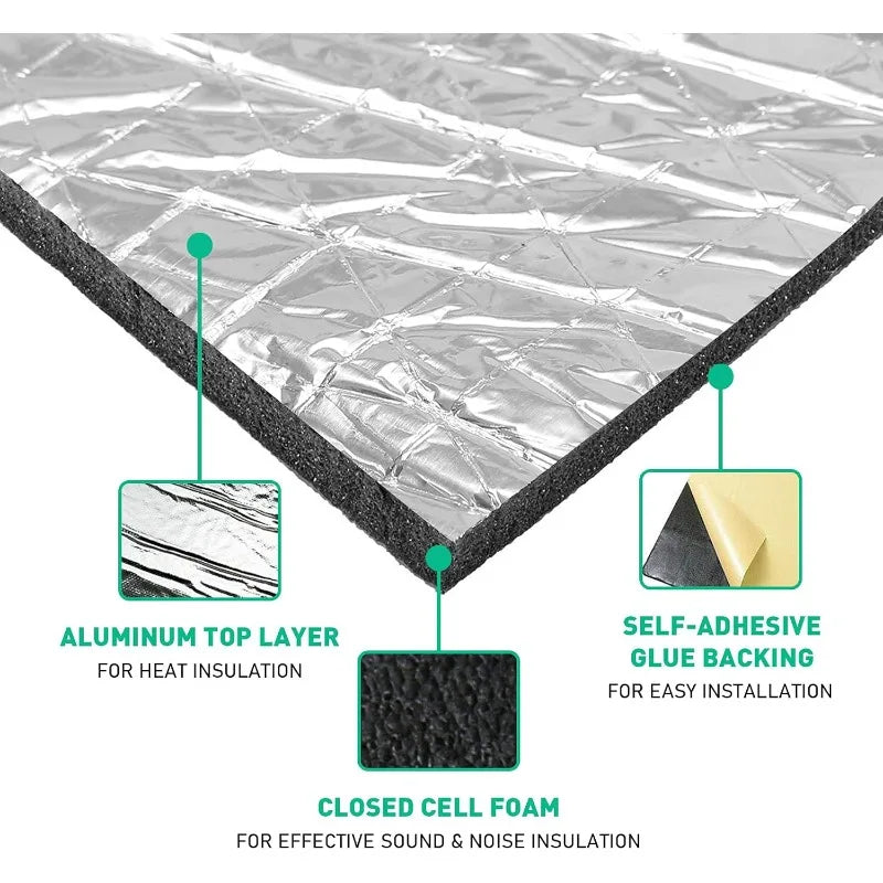 Car Heat & Sound Insulation Mat – Aluminum Foil Foam 5mm/10mm