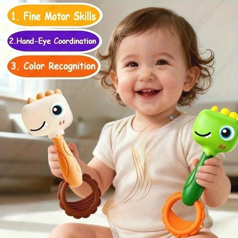 Baby Dinosaur Sensory Rattle – Non-Toxic Crinkle Sound Toy