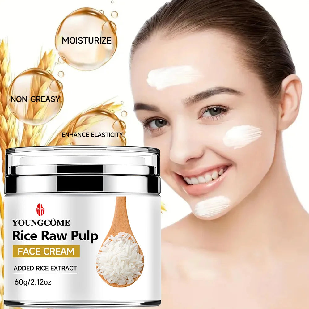 Rice Pulp Cream Hydrating and Nourishing Moisturizer Soothes,Anti Aging Remove Wrinkles Firming Pores Removing Acne Whitening Peaceful Pleasures Health and Wellness