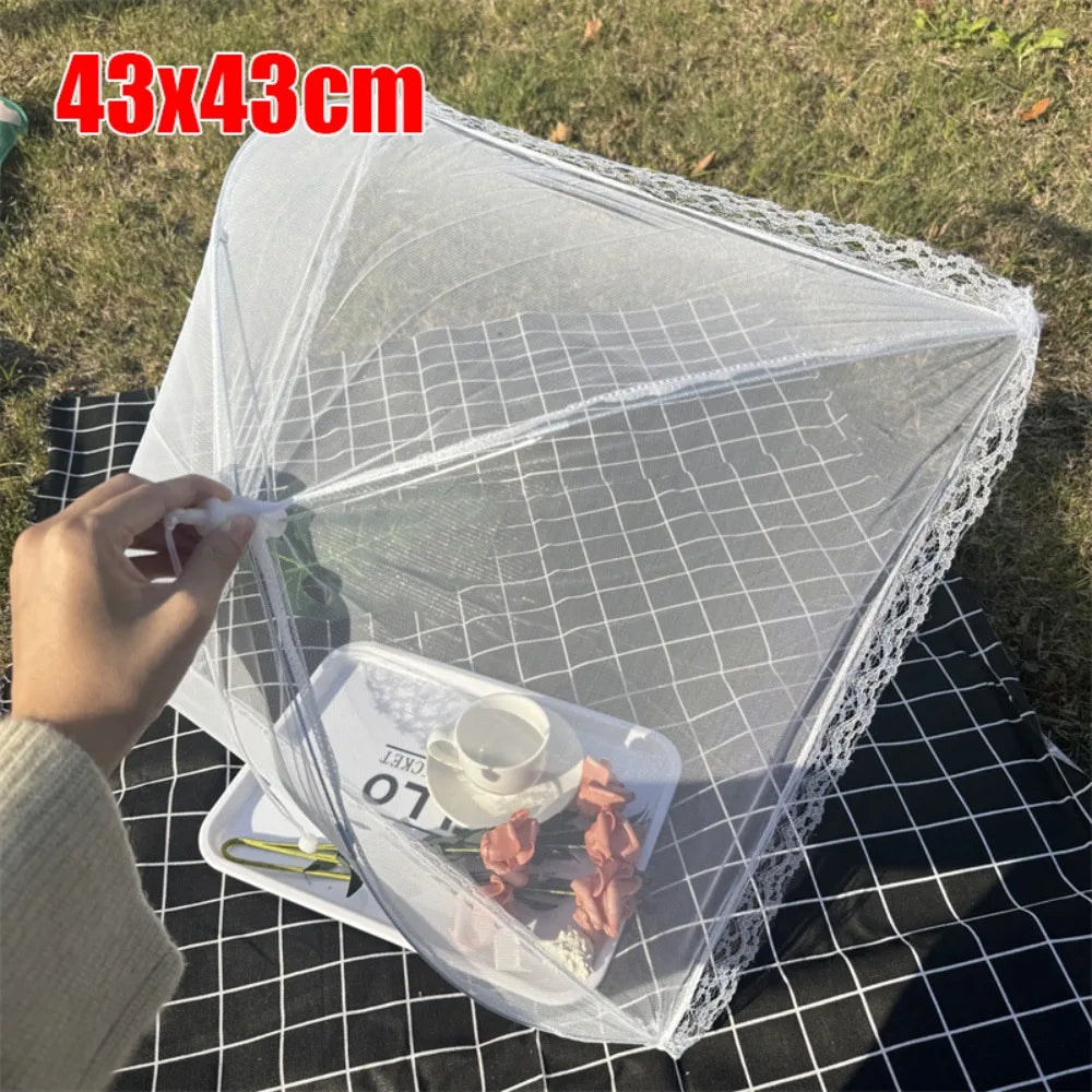 Durable Foldable Food Covers Breathable Dustproof Dining Table Mesh Cover Anti Fly Mosquito Fruit Picnic Protect Net reusable Peaceful Pleasures Health and Wellness 43x43cm