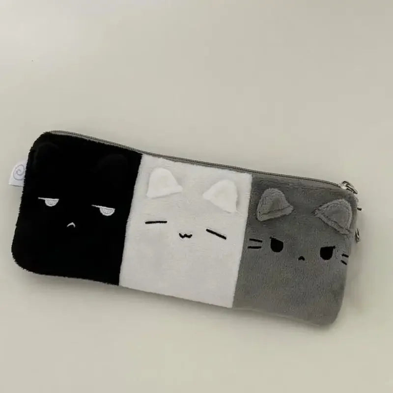 Cute Cat Plush Pencil Case – Large Capacity Kitten Stationery Bag