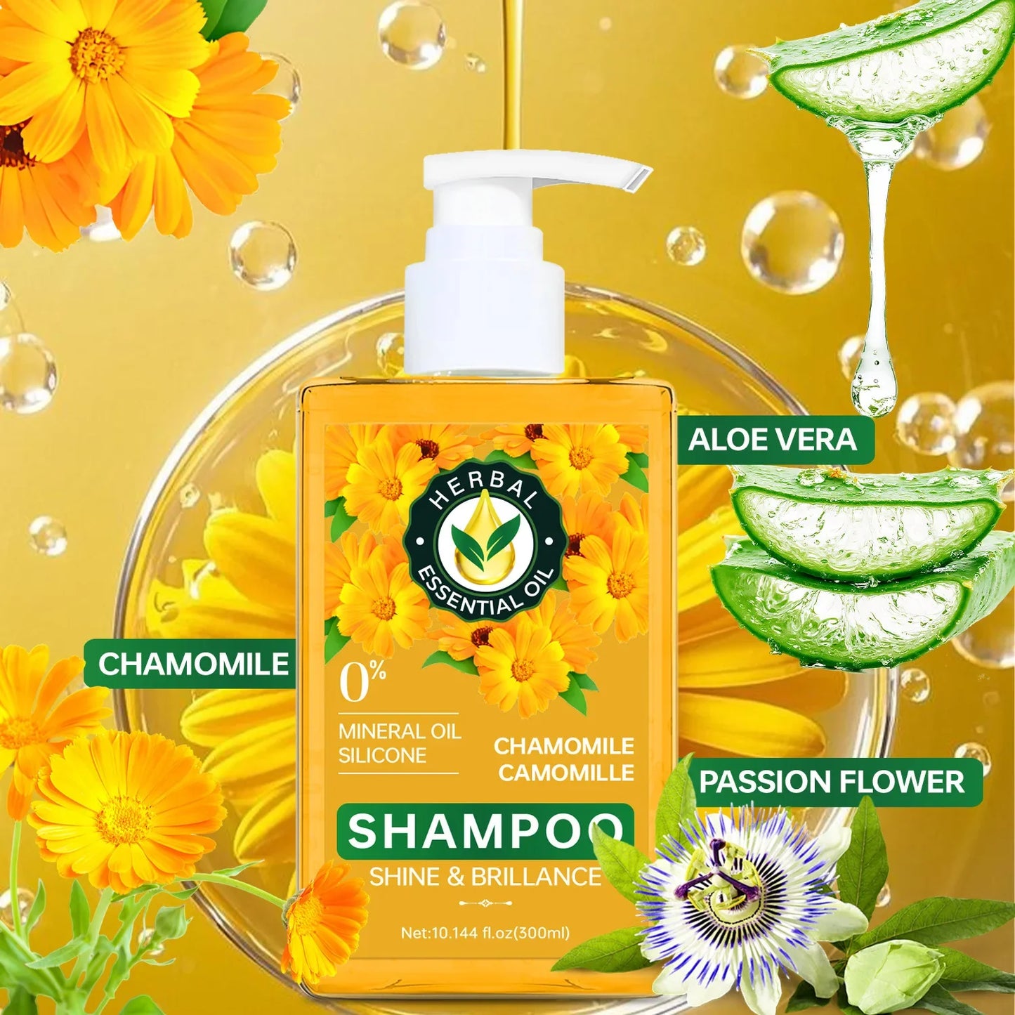 Herbal Essential Oil Shampoo – Chamomile, Aloe Vera & Passion Fruit