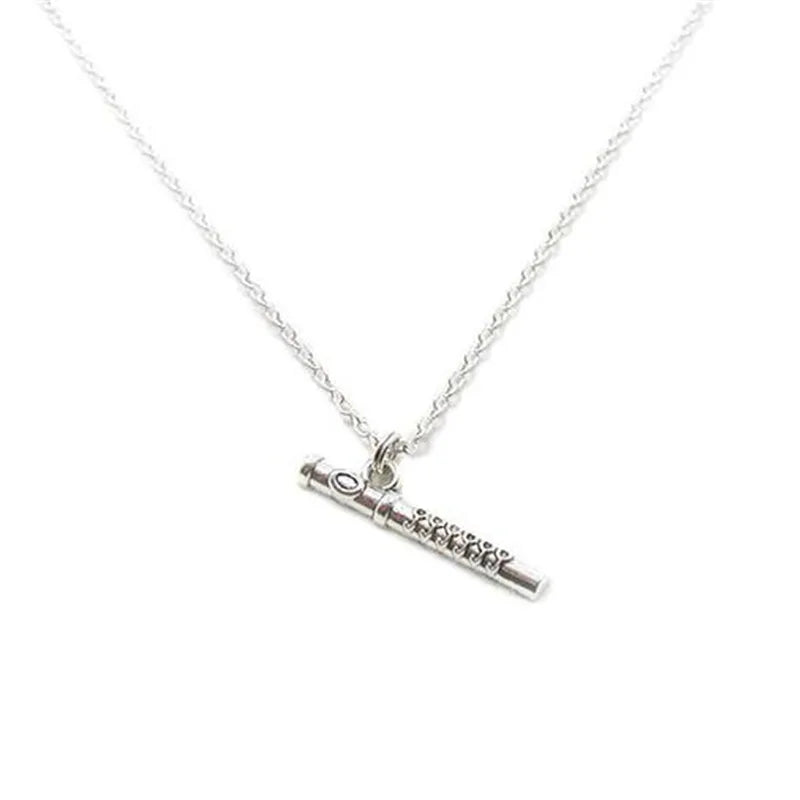 Flute Necklace Charm Music Teacher Pendant Musical Instrument Band