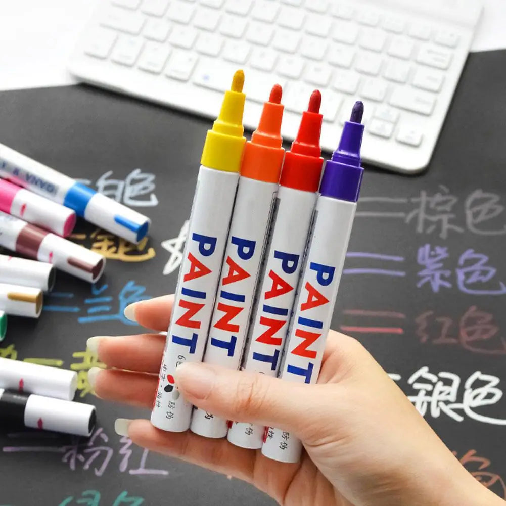 Color Waterproof Cars Wheel Tire Oily Mark Pen Auto Rubber Tyre Paint Pen Cd Metal Permanent Paint Marker Graffiti Touch Up Peaceful Pleasures Health and Wellness