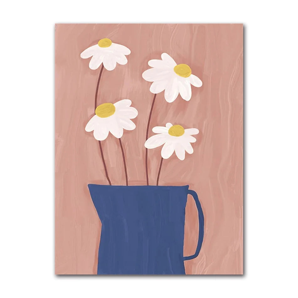 Boho Daisy Sunflower Fruits Canvas Wall Art – Kids Room Decor