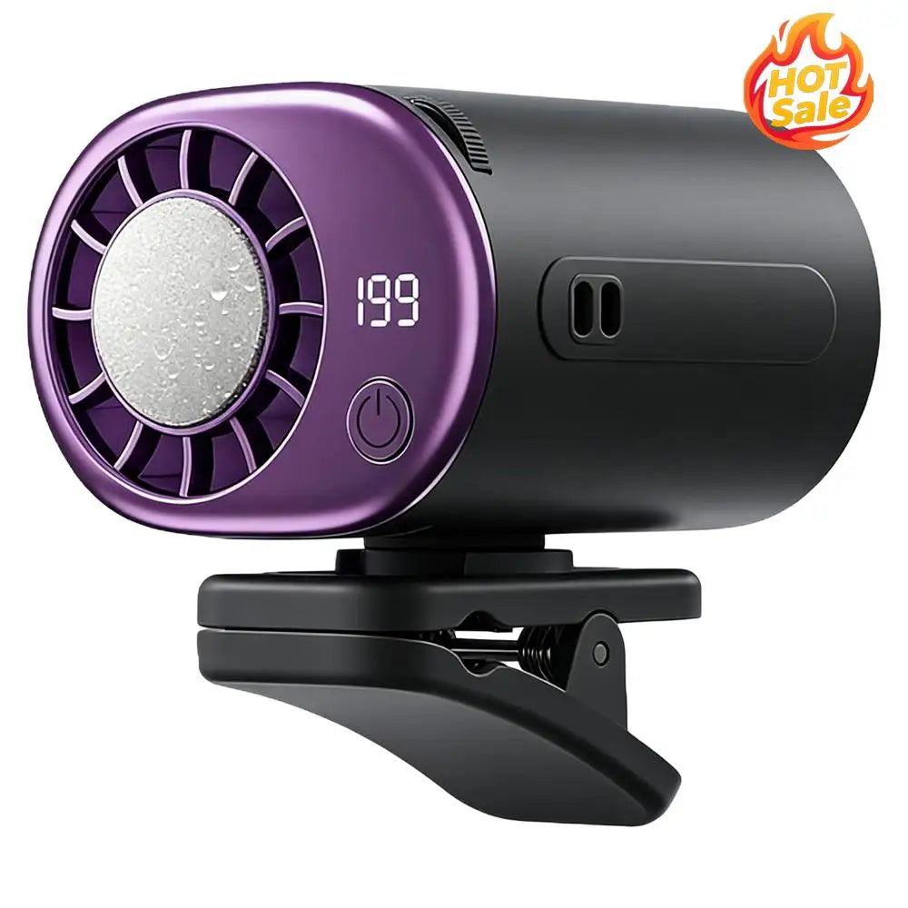 USB Rechargeable Clip Fan – 199 Speeds, LED, 2000mAh Battery