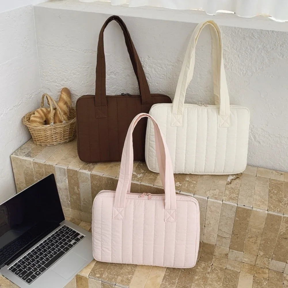 Multi-purpose Laptop Shoulder Bag Large Capacity Solid Color Laptop Handbag 14 Inch Zipper Closure Laptop Protective Bag Peaceful Pleasures Health and Wellness