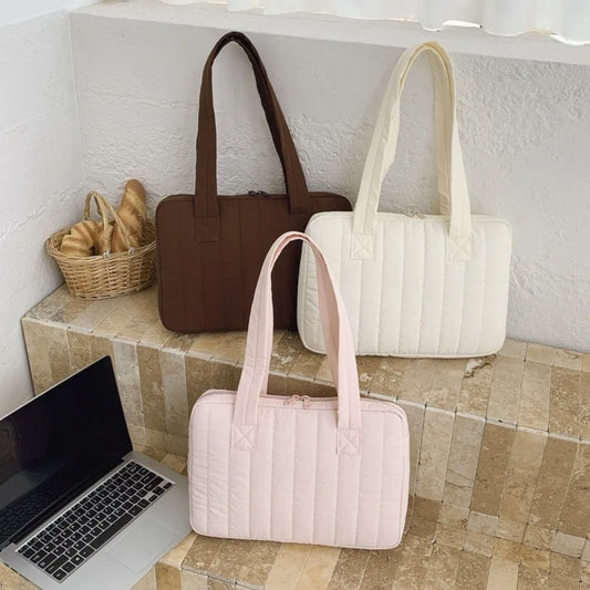 Multi-purpose Laptop Shoulder Bag Large Capacity Solid Color Laptop Handbag 14 Inch Zipper Closure Laptop Protective Bag Peaceful Pleasures Health and Wellness
