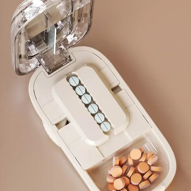 Multi- Functions Pill Cutter Portable Drug Tablet Storage Box 1/3, 2/1, 4/1 Pill Splitter Medicine Dustproof Divider Organizer Peaceful Pleasures Health and Wellness